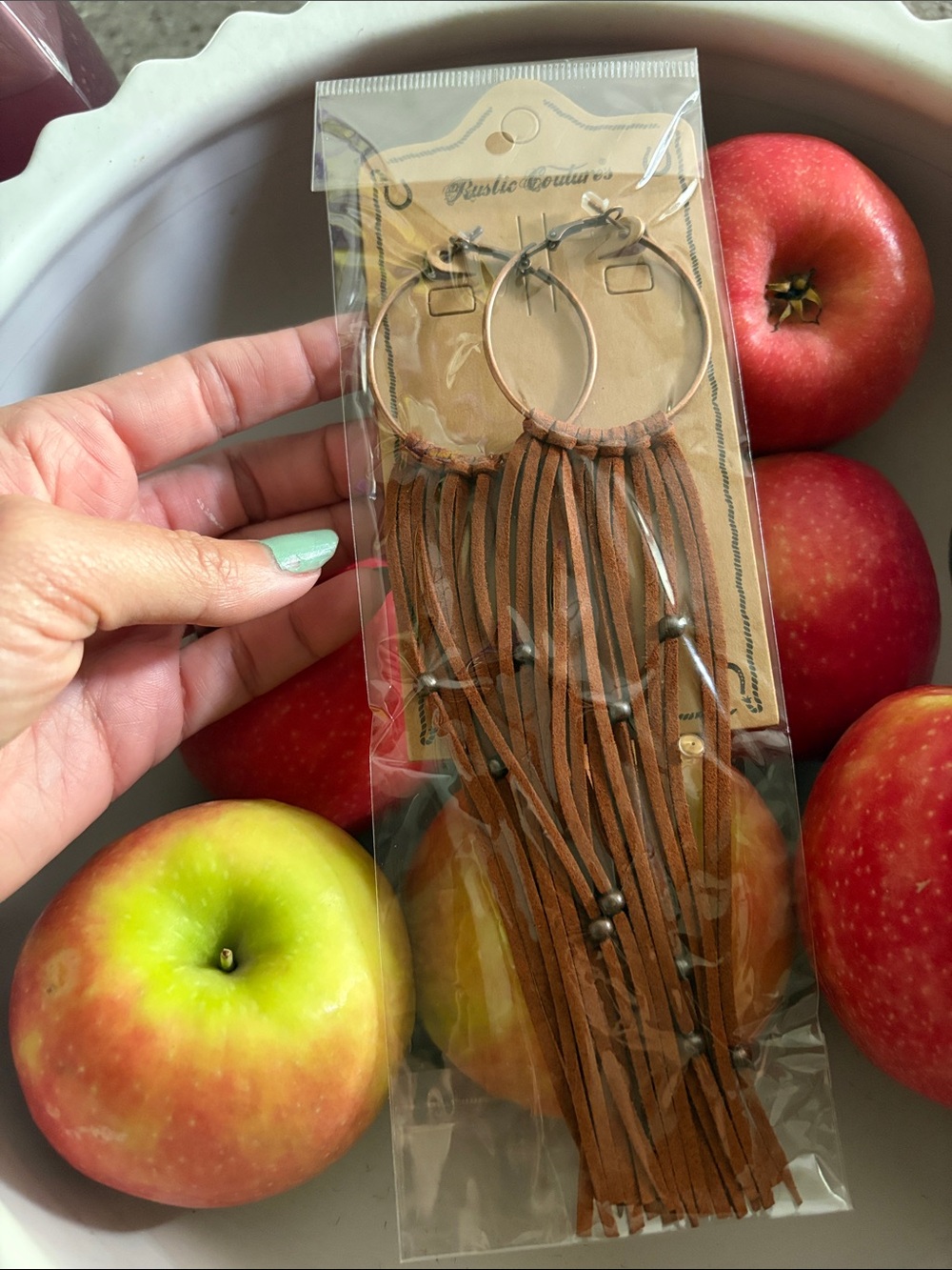 Rustic couture leather earrings